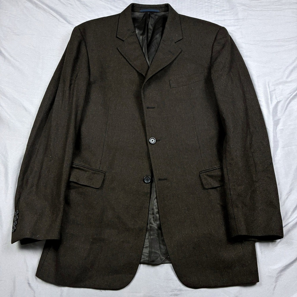 Burberry London Brown Flannel Sport Coat 43L 3-Button Wool Blazer Designer